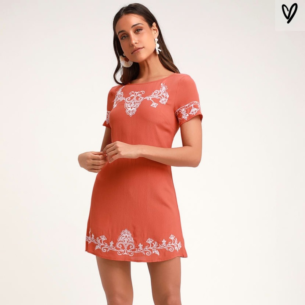 Embroidered Shift Dress